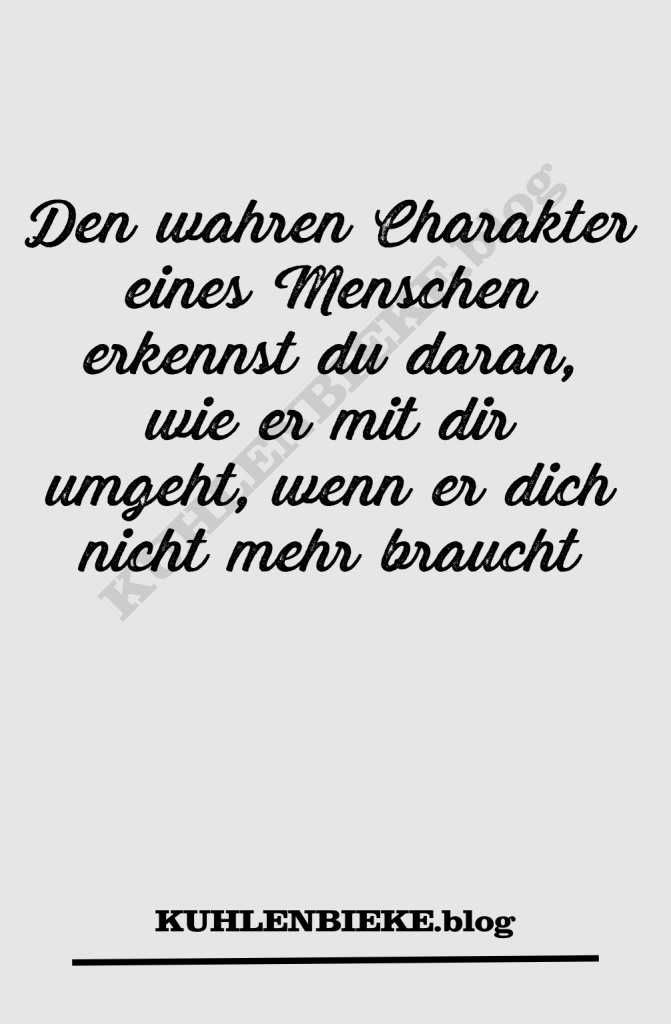 Den wahren Charakter eines Menschen erkennst du daran, wie er mit dir umgeht, wenn er dich nicht mehr braucht Spruch Lebensweisheiten
