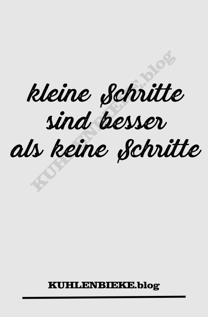 kleine Schritte sind besser als keine Schritte Denke an das Pareto Prinzip